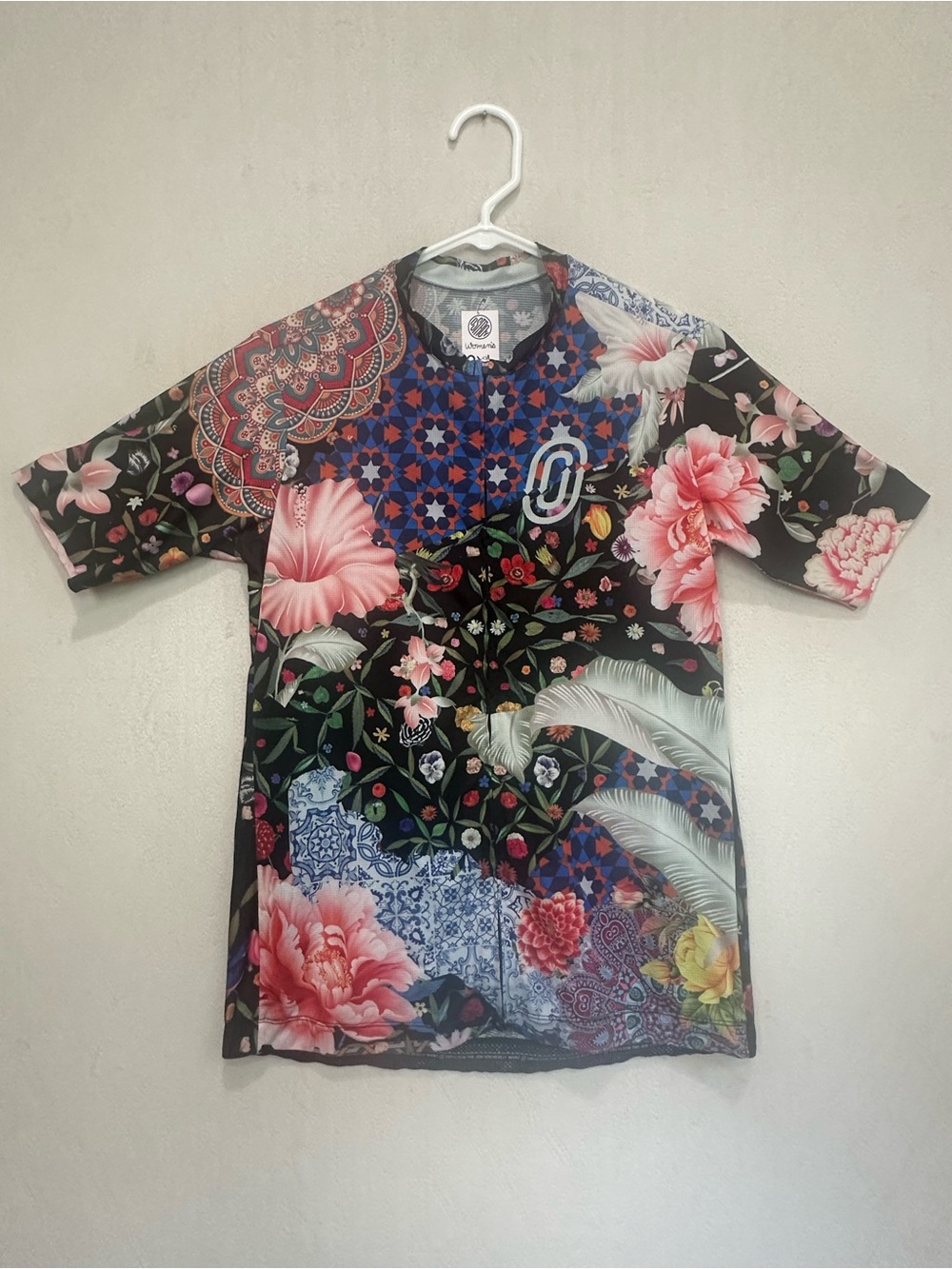 Ostroy Omloop Jersey Patchwork Floral Leaves Nature UPF Race Ready Sz 2X